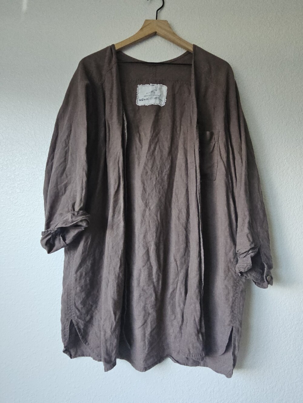 Notperfectlinen livorno oversized button down chocolate brown relaxed Large - Picture 4 of 7